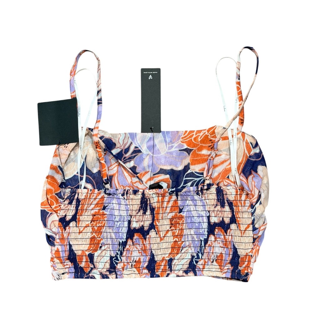 Lulus Tropical Bohemian Floral Twist Front Cutout Crop Top Multi Size Small NWT - Picture 4 of 8